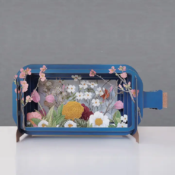 Floral Garden Message In A Bottle Pop Up Card