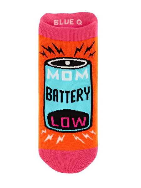 Blue Q Sneaker Socks | Mom Battery Low