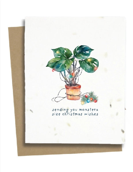 Monstera Wishes Plantable Christmas Card