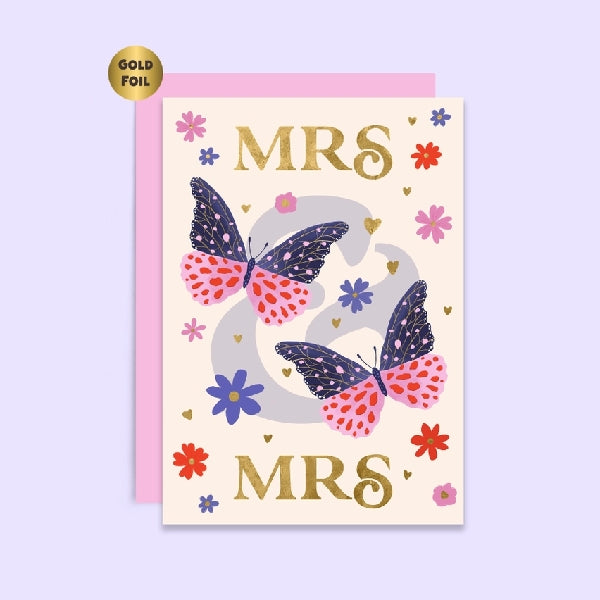 Mrs. & Mrs. Butterfly Wedding Card