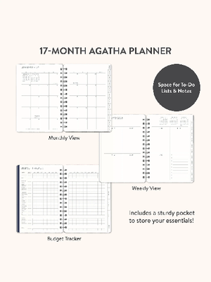 Studio Oh! Agatha 2025 17-Month Planner | Oxford Blue