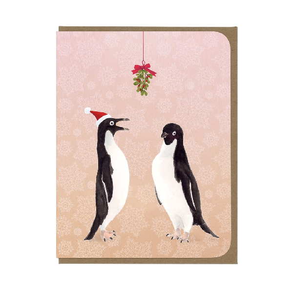 Penguin Mistletoe Holiday Card