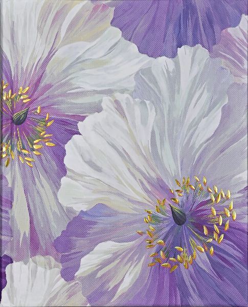 journal by peter pauper. the cover shows a close up of painted purple poppies
