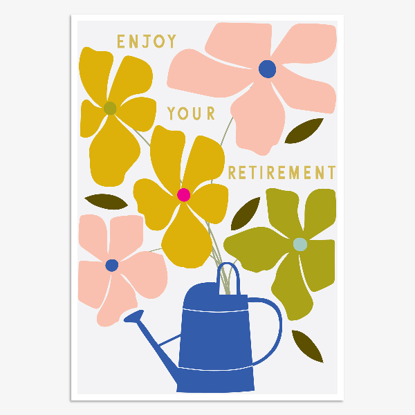 Floral Watering Can Retirement Card