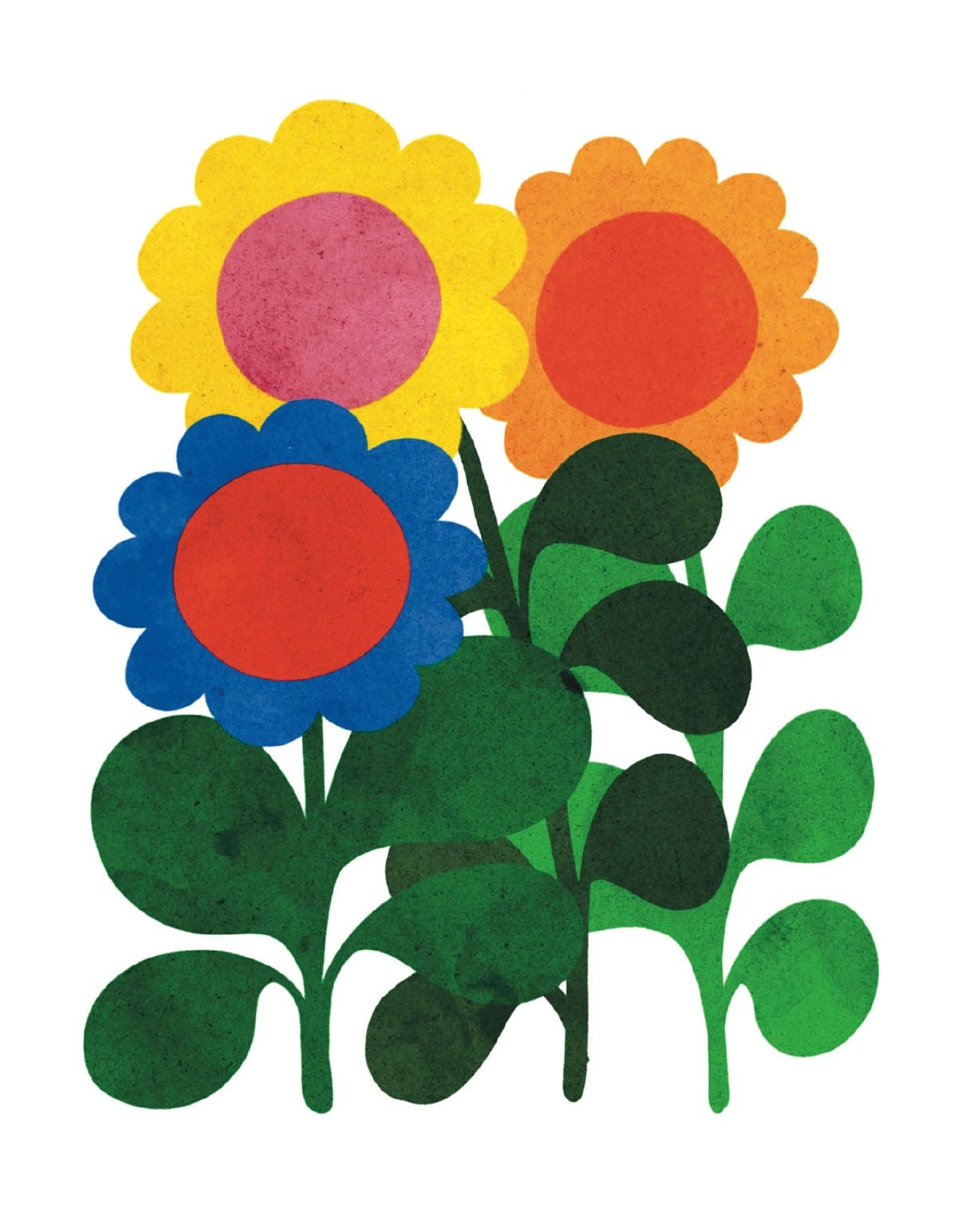 Retro Flowers Blank Art Card