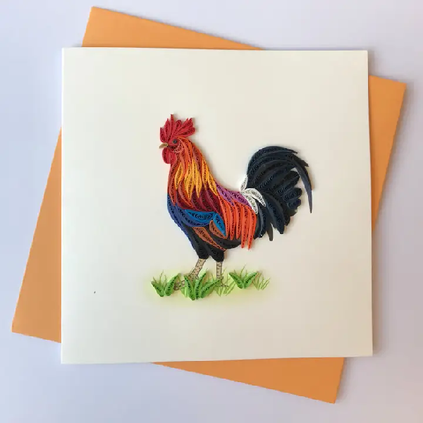Rooster Quilling Blank Art Card