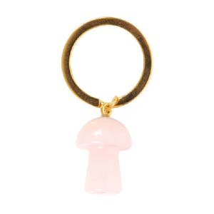 Gemstone Mushroom Keyring | Rose Quartz