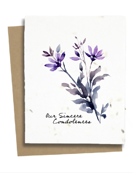 Purple flowers Plantable Sympathy Card