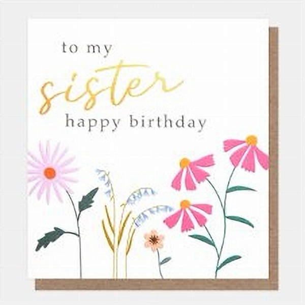 Sister Flowers Birthday Card