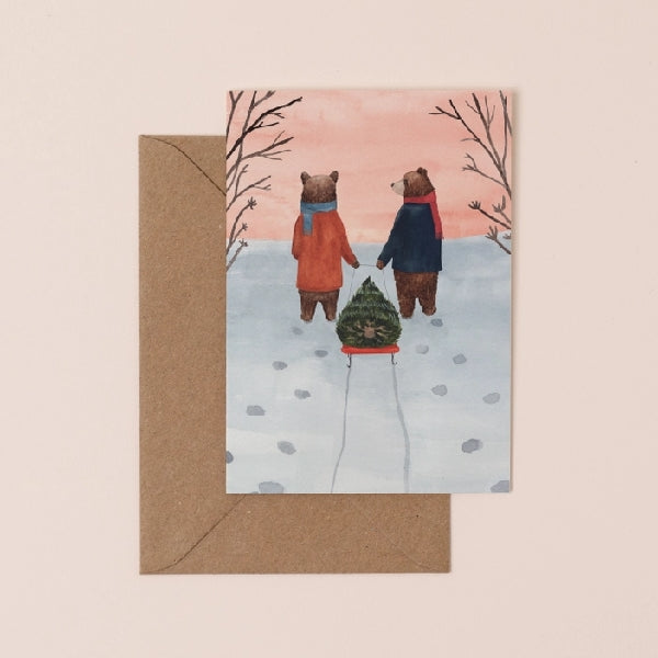 Snowy Walk Holiday Card