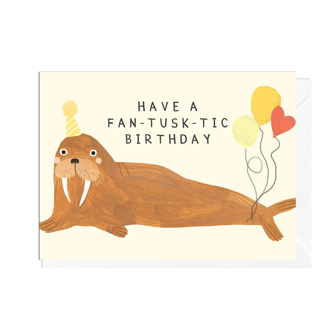 Fan-tusk-tic Walrus Birthday Card