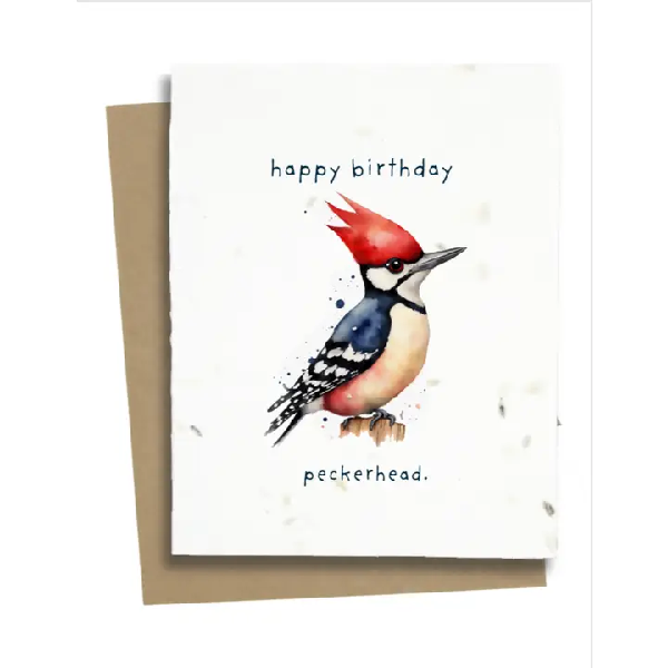 Funny Woodpecker Plantable Birthday Card