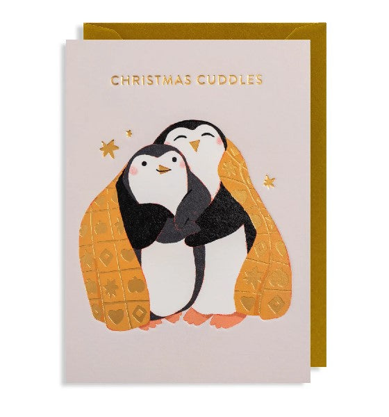 Penguin Cuddles Christmas Card