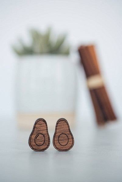 Avocado Wood Stud Earrings