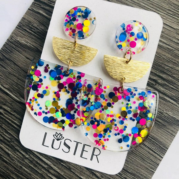 Luster | Blue Birthday Party Confetti Earrings