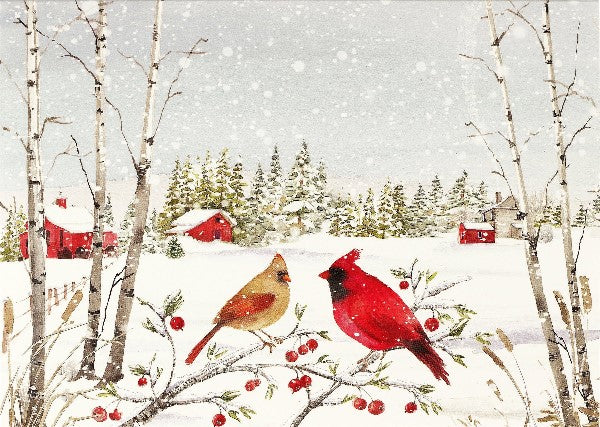 Cardinals In Winter Boxed Holiday Cards | Set of 20