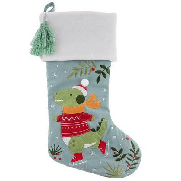 Stephen Joseph Embroidered Christmas Stocking | Dino