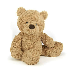 adorably soft plushie of a honey-brown bear by popular brand Jellycat.