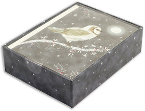 Starry Night Owl Holiday Boxed Cards